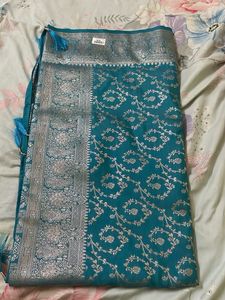 Teal Banarasi Silk Saree
