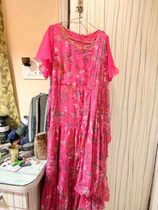 W's Elegant Pink floral ready to wear saree