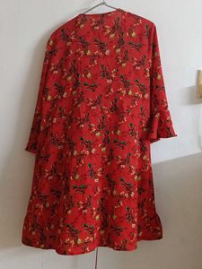 Bright Red Florals Wrap Dress
