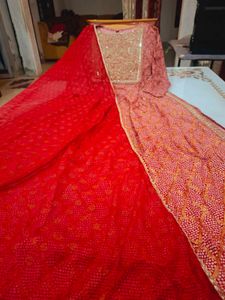 Elegant Red Bandhani Nyra Cut Kurta Set