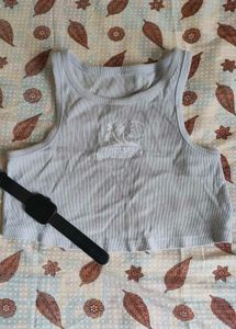 Light Blue Ribbed Crop Top