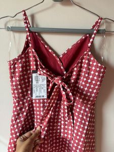 Chic Polka Dot Midi Dress with back tie