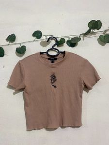 FOREVER 21 Cute Dragon Embroidered Crop Top
