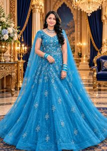 ✨ Stunning Blue Designer Gown