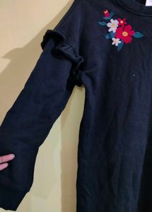 woolen Floral Embroidered Dress