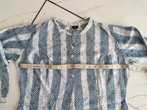 Blue Striped Cotton Kurta