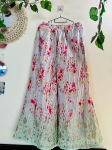Bell sleeves Floral Sharara Set with short kurti