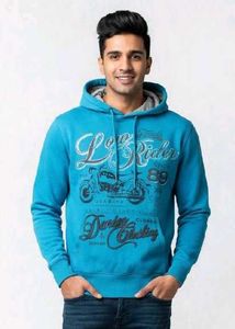 Vtg Blue "Low Rider" Graphic Hoodie