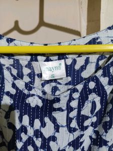 Anayna Blue &amp; White Printed Sleeveless Kurta