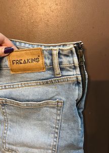 Freakins- Light Wash Denim Mini Skirt