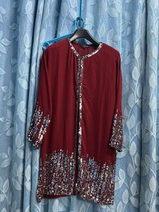Embellished Maroon sequence work shrug