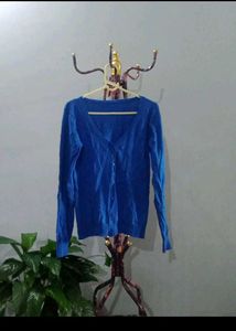 Royal Blue Button-Up Cardigan