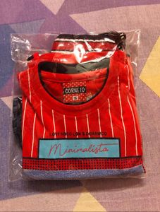 Brand New Red T-shirt &amp; Denim Shorts Set