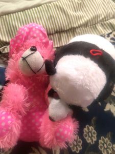 Combo of Cute Plush Toys - Pink Teddy & Panda