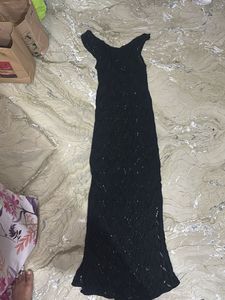 Chic Black Crochet Maxi Dress