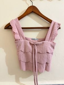 Pink Ruffle Crop Top