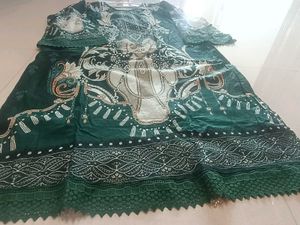 Elegant Green Printed Kurta and plazo with dupatta