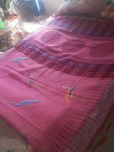 Elegant Pink crane design  Saree