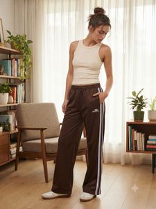 H&amp;M Brown Striped Wide legged Track Pants