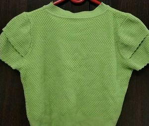 Vibrant Green Textured Knit Top