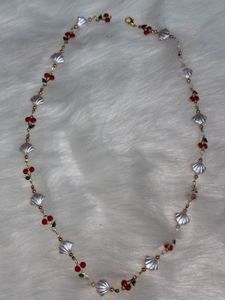 Elegant Neckpiece with Ruby &amp; Crystal Accents