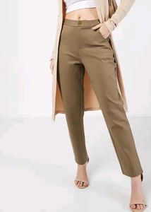 Skinny Brown Ankle Length Trousers