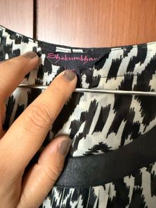 Boho Black &amp; White Ikat Print Kurta