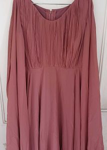 Flowing Dusty Rose Bell Sleeves Maternity Dress