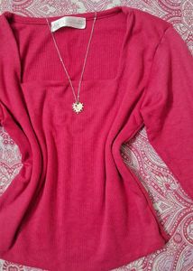 ZaraChic rose Long Sleeve Square Neck Top🎀🌷