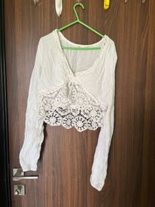 Crochet Trimmed Crop Top