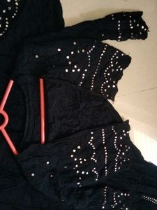 Elegant Black Kurta Set with Embellishments Navrat