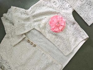 Girls White Lace Short Jacket ☁️