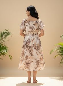 Brown Patterned Sundress full length