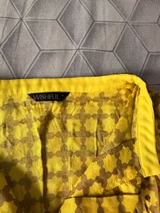 Yellow &amp; Brown Printed Kurta
