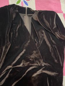 Elegant Velvet brown Wrap Dress