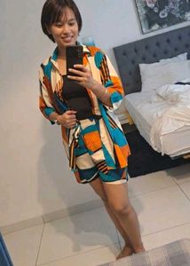 Vibrant Geometric Print Lounge Set