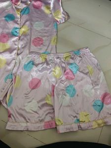 Cute Polka Dot Satin Pajama Set
