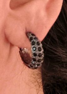 Chunky Black Diamond Hoop Earrings
