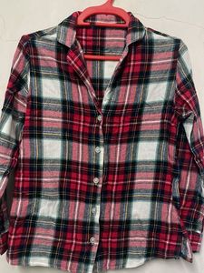 Red Plaid Button-Up Shirt