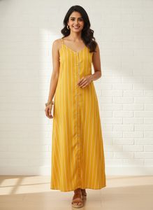 Yellow Striped Maxi Dress