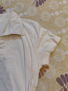 Cream Collared Short Sleeve Top