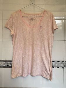Pink Zebra Print V-Neck Tee