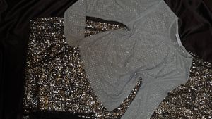 Sparkling Grey Mesh Top
