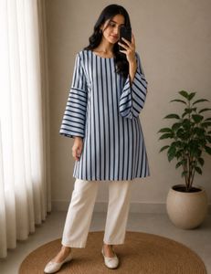 Chic Striped Bell Sleeve dress
