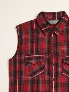 Red Plaid Cold Shoulder Shirt