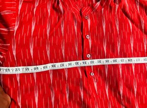 red Ikat Print Tradional Kurta