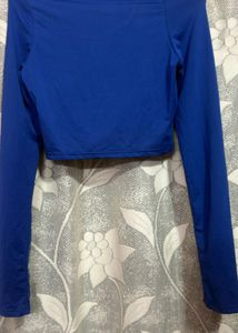 Royal Blue Long Sleeve Crop Top
