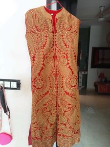 Red &amp; Gold Embroidered Lehenga Set
