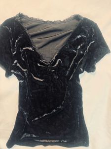 Black Velvet Short Sleeve Top