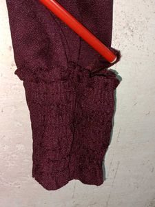 ZARA Burgundy Smocked Crop Top